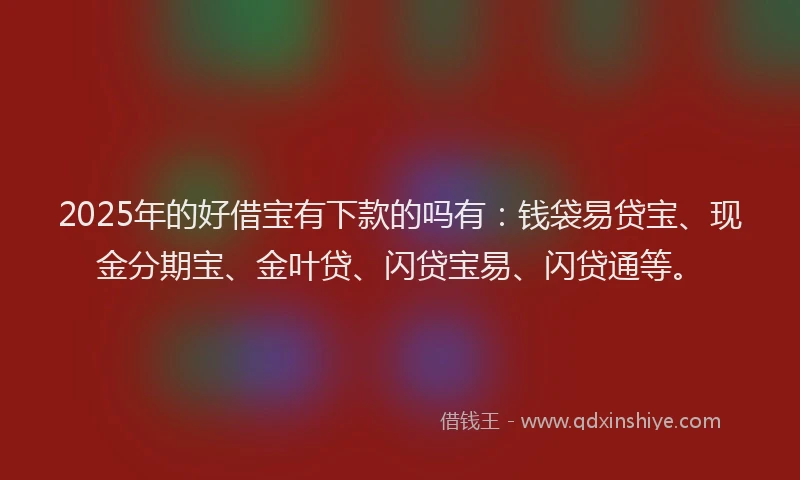 2025年的好借宝有下款的吗有：钱袋易贷宝、现金分期宝、金叶贷、闪贷宝易、闪贷通等。