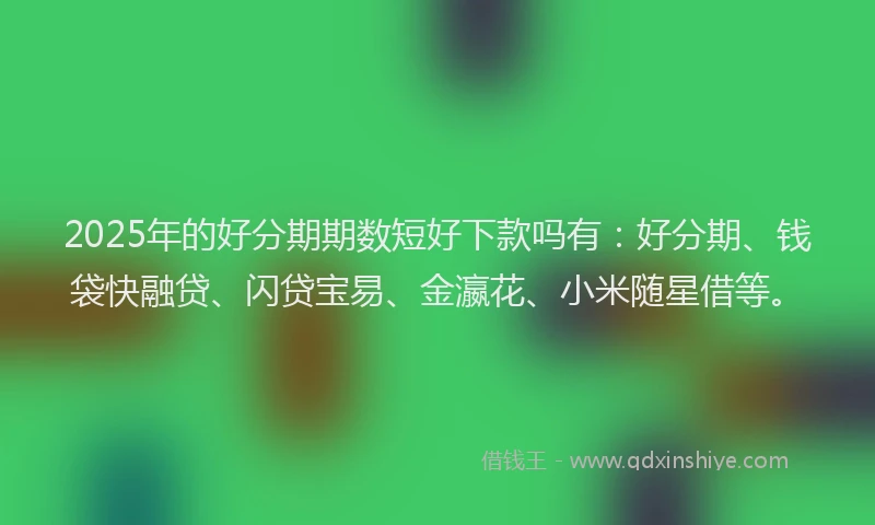 2025年的好分期期数短好下款吗有：好分期、钱袋快融贷、闪贷宝易、金瀛花、小米随星借等。
