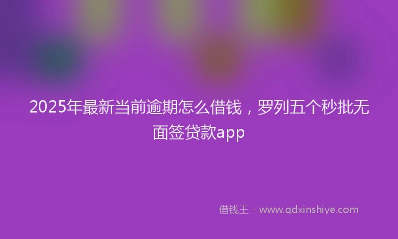 2025年最新当前逾期怎么借钱，罗列五个秒批无面签贷款app