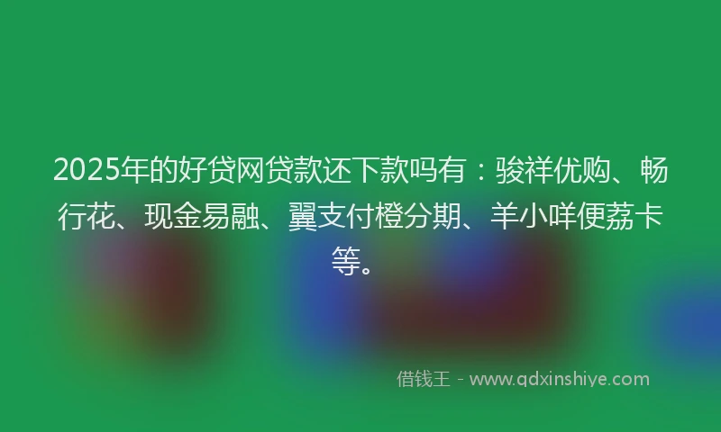 2025年的好贷网贷款还下款吗有：骏祥优购、畅行花、现金易融、翼支付橙分期、羊小咩便荔卡等。