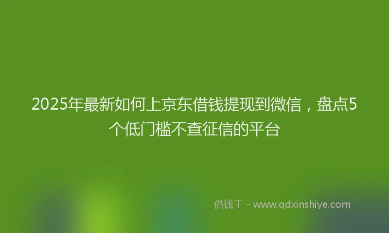 2025年最新如何上京东借钱提现到微信，盘点5个低门槛不查征信的平台