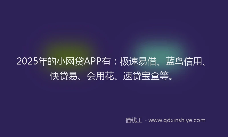 2025年的小网贷APP有：极速易借、蓝鸟信用、快贷易、会用花、速贷宝盒等。