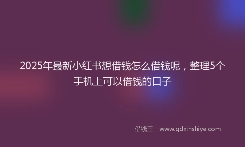 2025年最新小红书想借钱怎么借钱呢，整理5个手机上可以借钱的口子