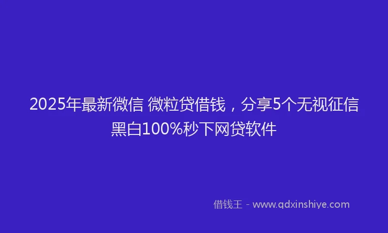 2025年最新微信 微粒贷借钱，分享5个无视征信黑白100%秒下网贷软件