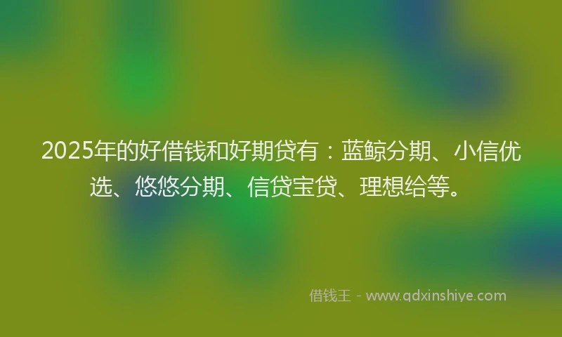 2025年的好借钱和好期贷有：蓝鲸分期、小信优选、悠悠分期、信贷宝贷、理想给等。