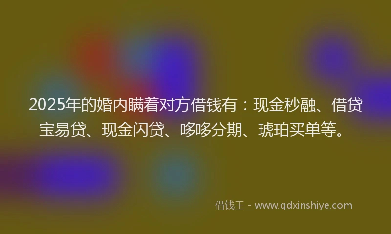 2025年的婚内瞒着对方借钱有：现金秒融、借贷宝易贷、现金闪贷、哆哆分期、琥珀买单等。