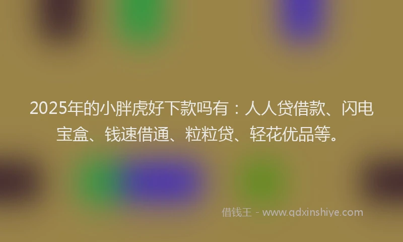 2025年的小胖虎好下款吗有：人人贷借款、闪电宝盒、钱速借通、粒粒贷、轻花优品等。