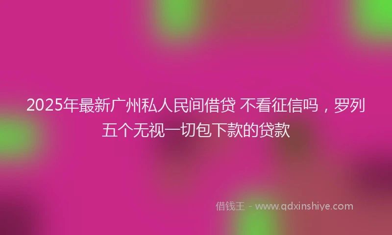 2025年最新广州私人民间借贷 不看征信吗，罗列五个无视一切包下款的贷款