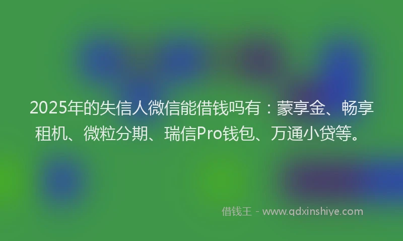 2025年的失信人微信能借钱吗有：蒙享金、畅享租机、微粒分期、瑞信Pro钱包、万通小贷等。