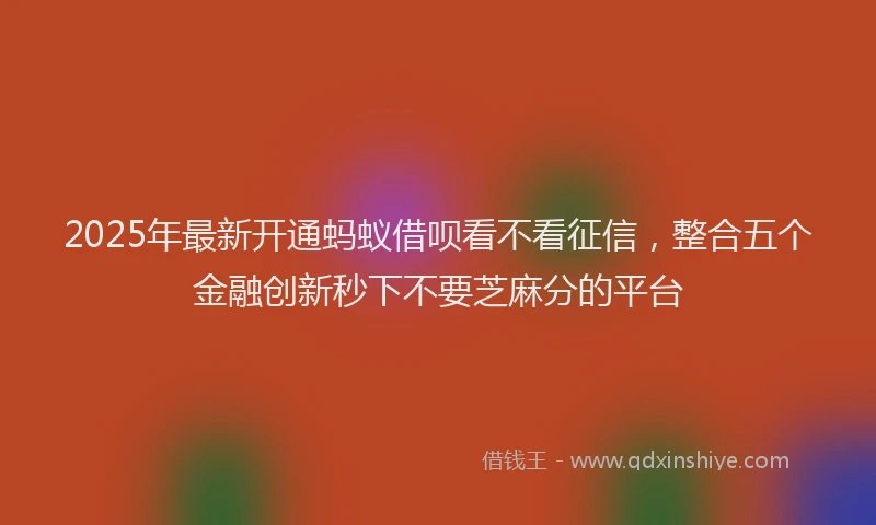 2025年最新开通蚂蚁借呗看不看征信，整合五个金融创新秒下不要芝麻分的平台