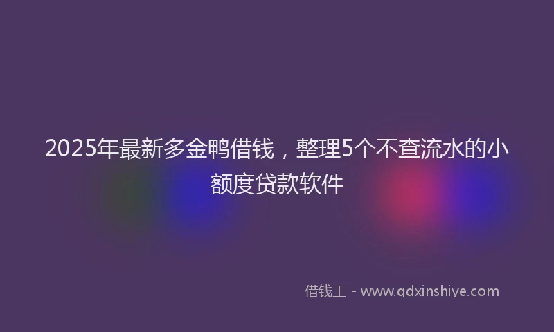 2025年最新多金鸭借钱，整理5个不查流水的小额度贷款软件