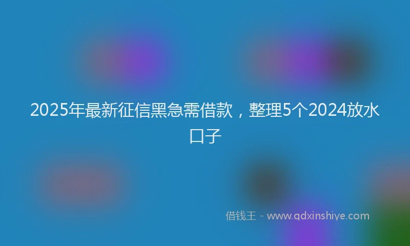 2025年最新征信黑急需借款，整理5个2024放水口子