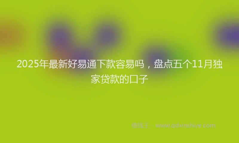 2025年最新好易通下款容易吗，盘点五个11月独家贷款的口子