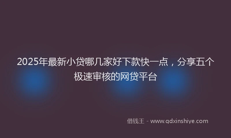 2025年最新小贷哪几家好下款快一点，分享五个极速审核的网贷平台