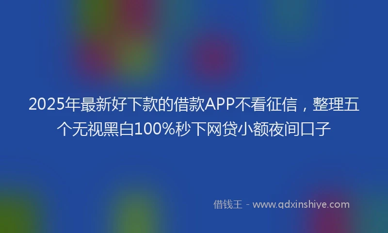 2025年最新好下款的借款APP不看征信，整理五个无视黑白100%秒下网贷小额夜间口子