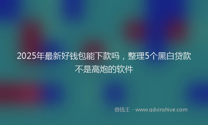 2025年最新好钱包能下款吗，整理5个黑白贷款不是高炮的软件