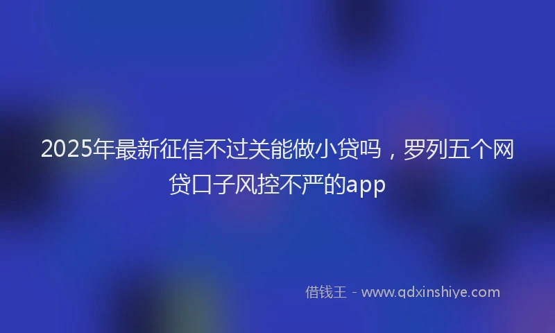 2025年最新征信不过关能做小贷吗，罗列五个网贷口子风控不严的app