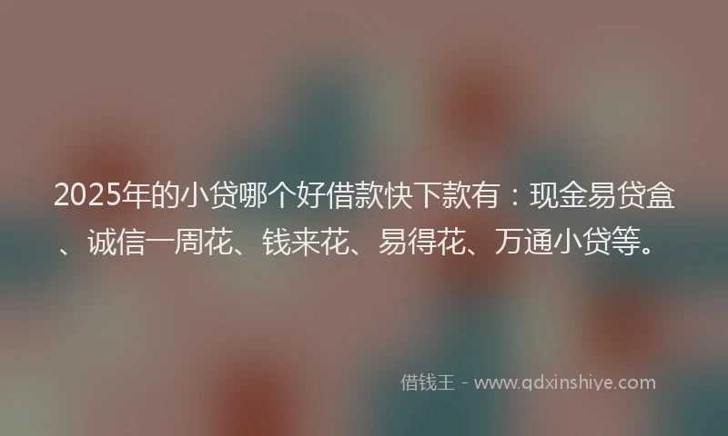 2025年的小贷哪个好借款快下款有：现金易贷盒、诚信一周花、钱来花、易得花、万通小贷等。