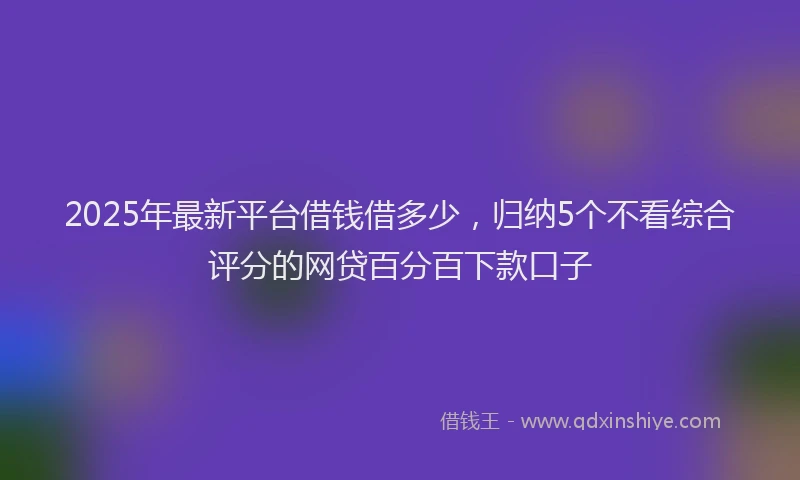 2025年最新平台借钱借多少，归纳5个不看综合评分的网贷百分百下款口子