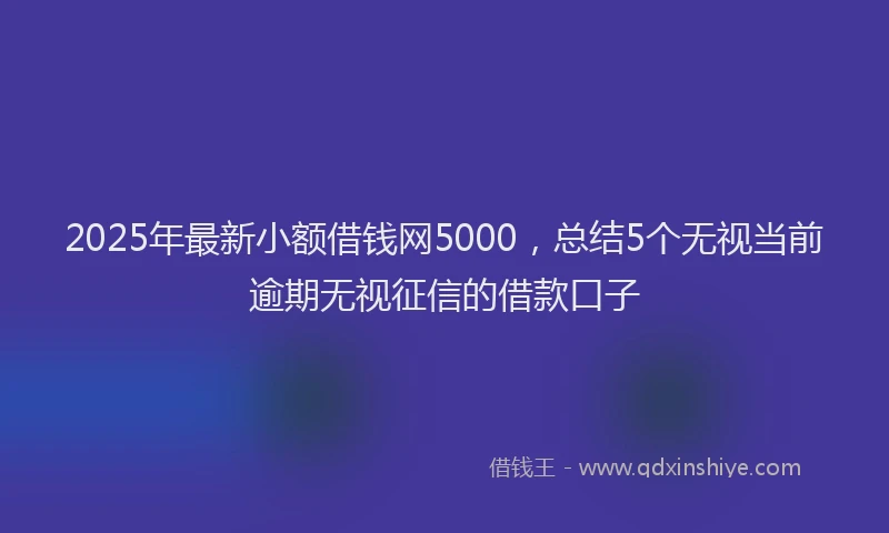 2025年最新小额借钱网5000，总结5个无视当前逾期无视征信的借款口子