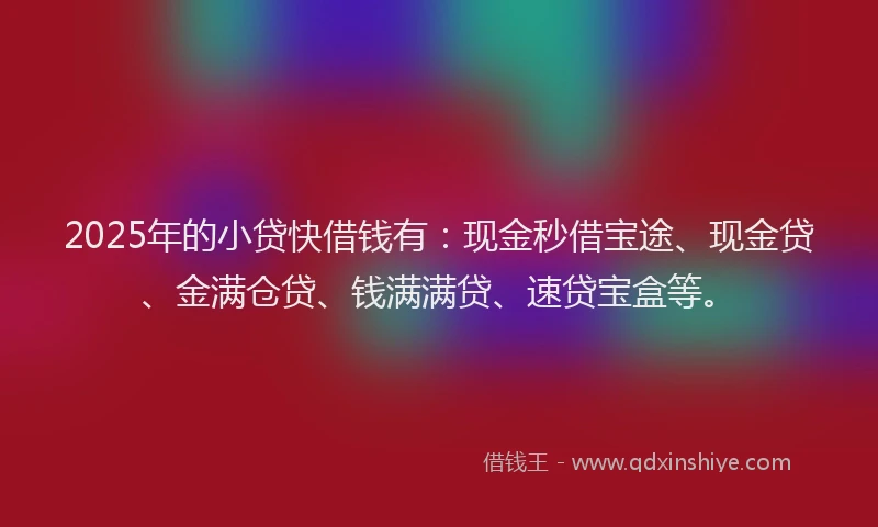 2025年的小贷快借钱有：现金秒借宝途、现金贷、金满仓贷、钱满满贷、速贷宝盒等。