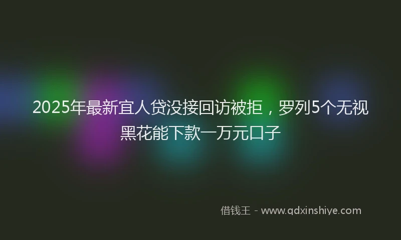 2025年最新宜人贷没接回访被拒，罗列5个无视黑花能下款一万元口子