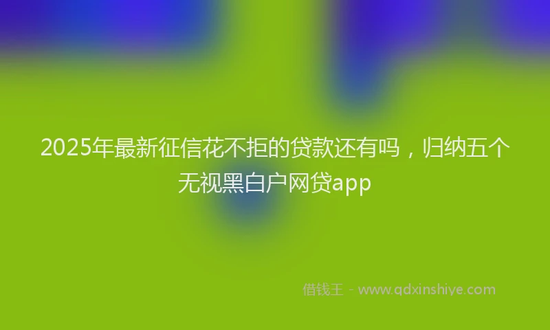 2025年最新征信花不拒的贷款还有吗，归纳五个无视黑白户网贷app