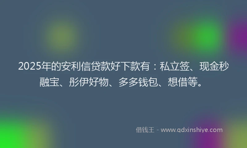 2025年的安利信贷款好下款有：私立签、现金秒融宝、彤伊好物、多多钱包、想借等。