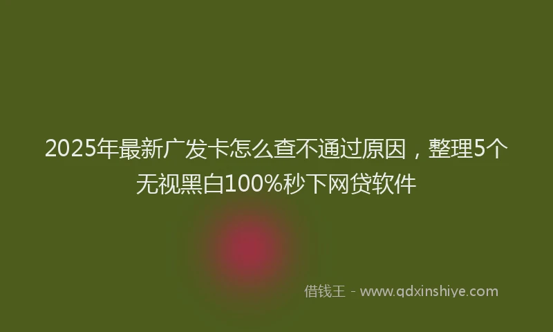 2025年最新广发卡怎么查不通过原因，整理5个无视黑白100%秒下网贷软件