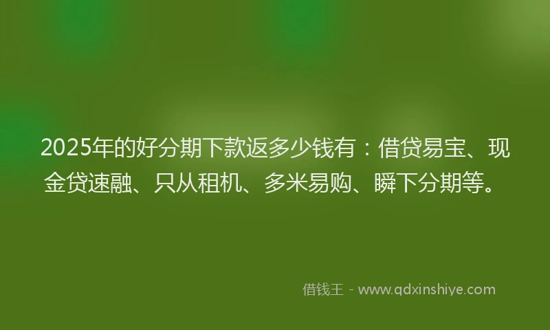 2025年的好分期下款返多少钱有：借贷易宝、现金贷速融、只从租机、多米易购、瞬下分期等。