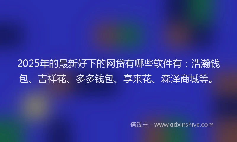 2025年的最新好下的网贷有哪些软件有：浩瀚钱包、吉祥花、多多钱包、享来花、森泽商城等。