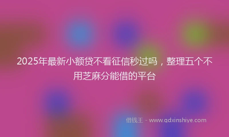 2025年最新小额贷不看征信秒过吗，整理五个不用芝麻分能借的平台