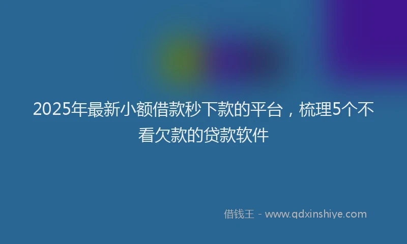 2025年最新小额借款秒下款的平台，梳理5个不看欠款的贷款软件