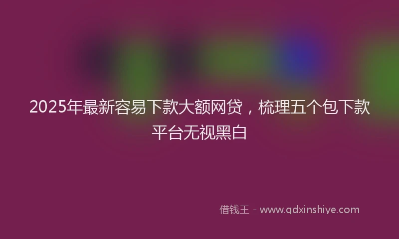 2025年最新容易下款大额网贷，梳理五个包下款平台无视黑白