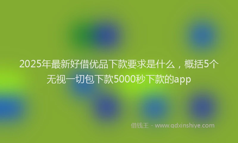 2025年最新好借优品下款要求是什么，概括5个无视一切包下款5000秒下款的app