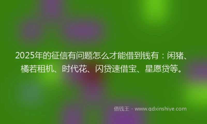 2025年的征信有问题怎么才能借到钱有：闲猪、橘若租机、时代花、闪贷速借宝、星愿贷等。