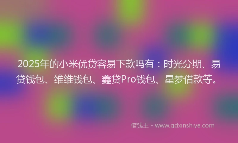 2025年的小米优贷容易下款吗有：时光分期、易贷钱包、维维钱包、鑫贷Pro钱包、星梦借款等。