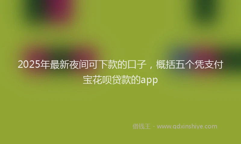 2025年最新夜间可下款的口子，概括五个凭支付宝花呗贷款的app