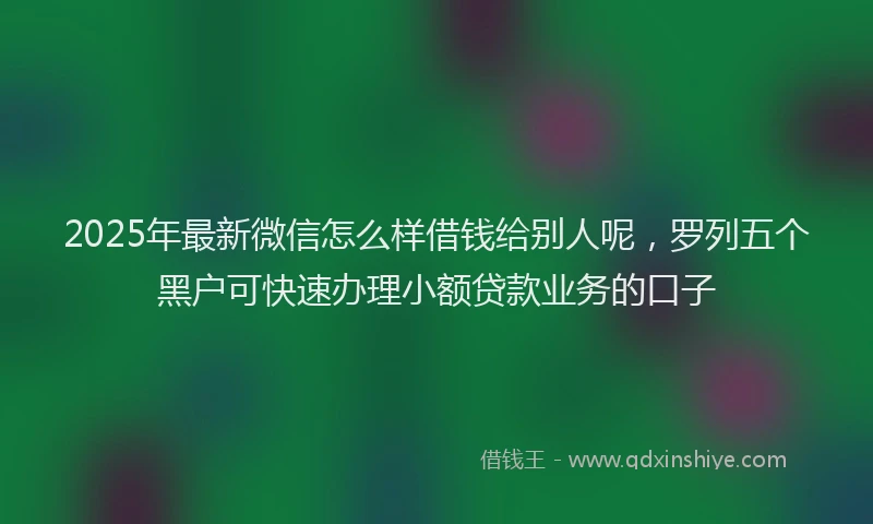2025年最新微信怎么样借钱给别人呢，罗列五个黑户可快速办理小额贷款业务的口子