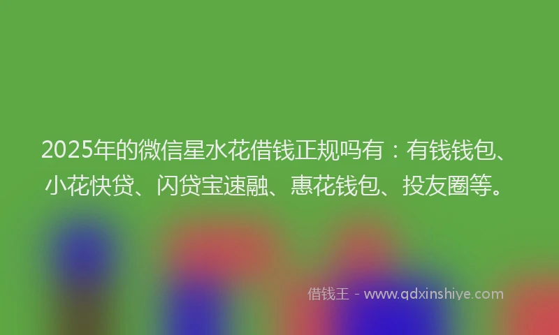 2025年的微信星水花借钱正规吗有：有钱钱包、小花快贷、闪贷宝速融、惠花钱包、投友圈等。