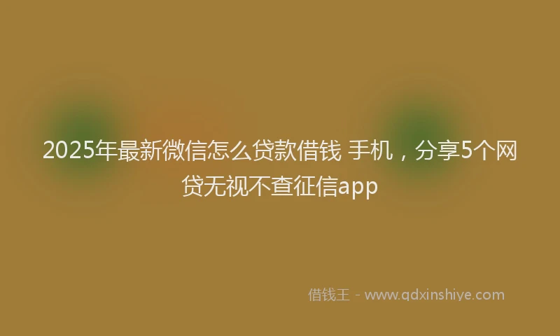 2025年最新微信怎么贷款借钱 手机，分享5个网贷无视不查征信app