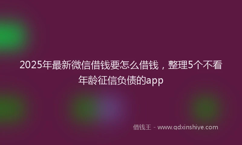 2025年最新微信借钱要怎么借钱，整理5个不看年龄征信负债的app