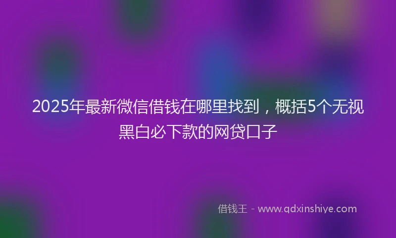 2025年最新微信借钱在哪里找到，概括5个无视黑白必下款的网贷口子