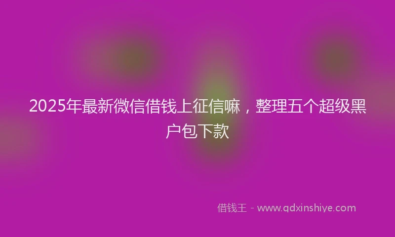 2025年最新微信借钱上征信嘛，整理五个超级黑户包下款