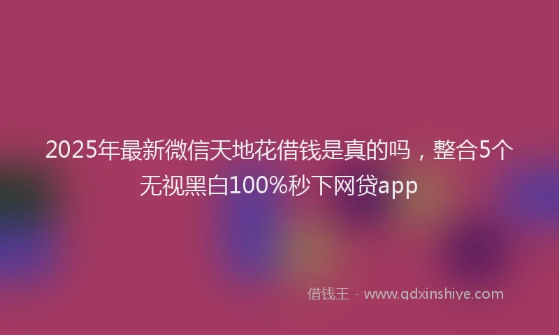 2025年最新微信天地花借钱是真的吗，整合5个无视黑白100%秒下网贷app
