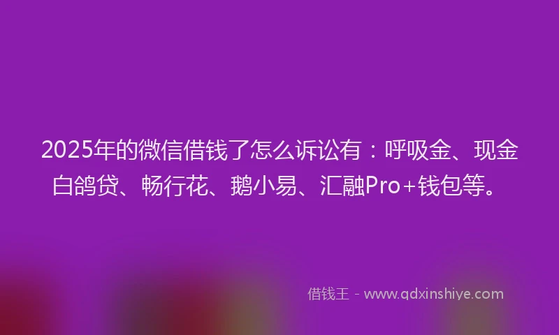 2025年的微信借钱了怎么诉讼有：呼吸金、现金白鸽贷、畅行花、鹅小易、汇融Pro+钱包等。