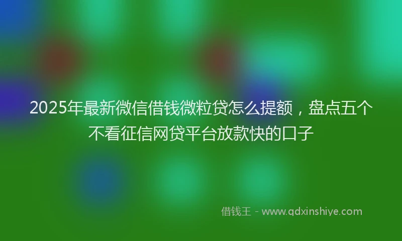 2025年最新微信借钱微粒贷怎么提额，盘点五个不看征信网贷平台放款快的口子