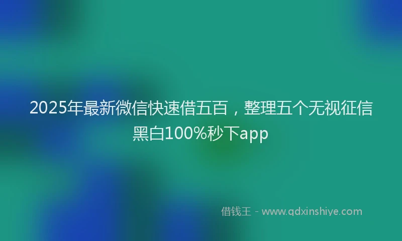 2025年最新微信快速借五百，整理五个无视征信黑白100%秒下app