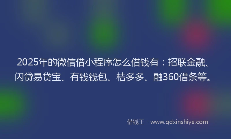 2025年的微信借小程序怎么借钱有：招联金融、闪贷易贷宝、有钱钱包、桔多多、融360借条等。