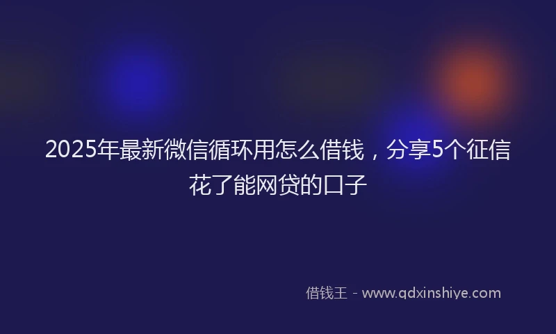 2025年最新微信循环用怎么借钱，分享5个征信花了能网贷的口子